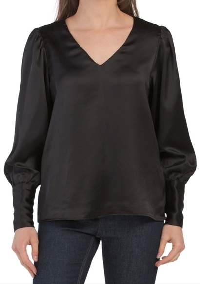 𝅺Rachel Zoe Black Lonf Puff Sleeve Blouse - Picture 1 of 4